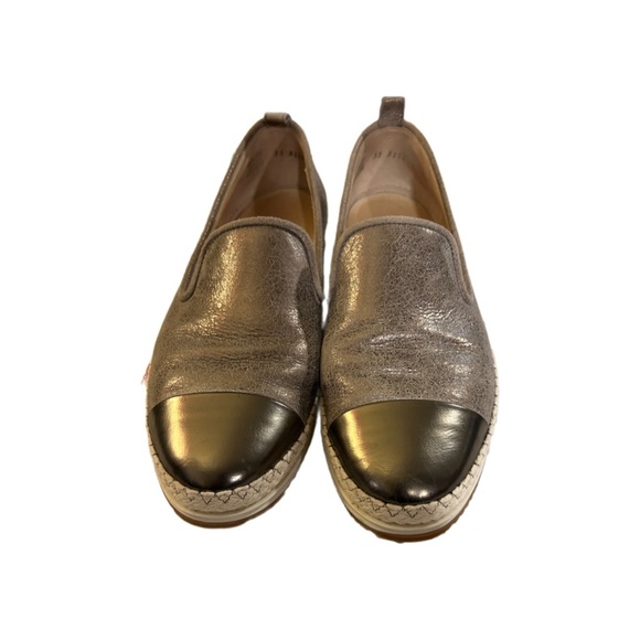 Paul Green Joaquin Metallic Leather Loafer/ Cap Toe Espadrille Round Size, 9 - Picture 2 of 6